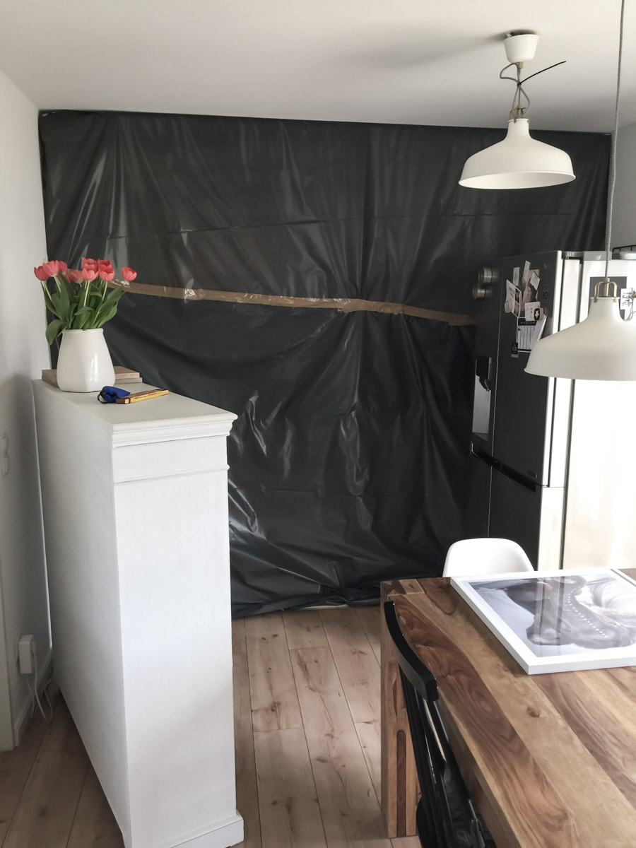 Küchen-Makeover Schutzwand zum Wohnzimmer